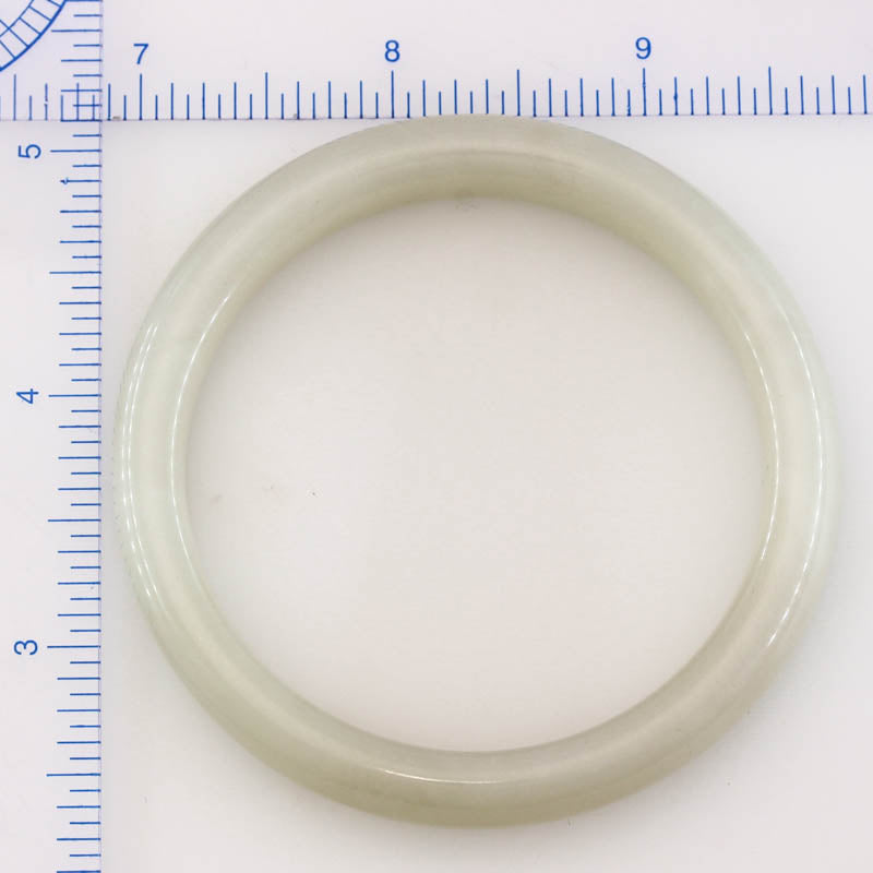 White Nephrite Jade Half Round Bangle 56.5MM | UPC #400276