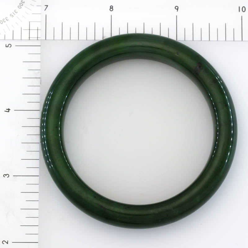 Green Nephrite Jade Half Round Bangle 56.5MM | UPC #405332