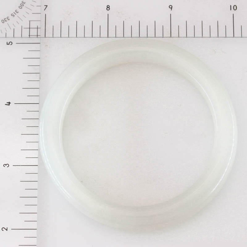 White Nephrite Jade Half Round Bangle 59.7MM | UPC #405813