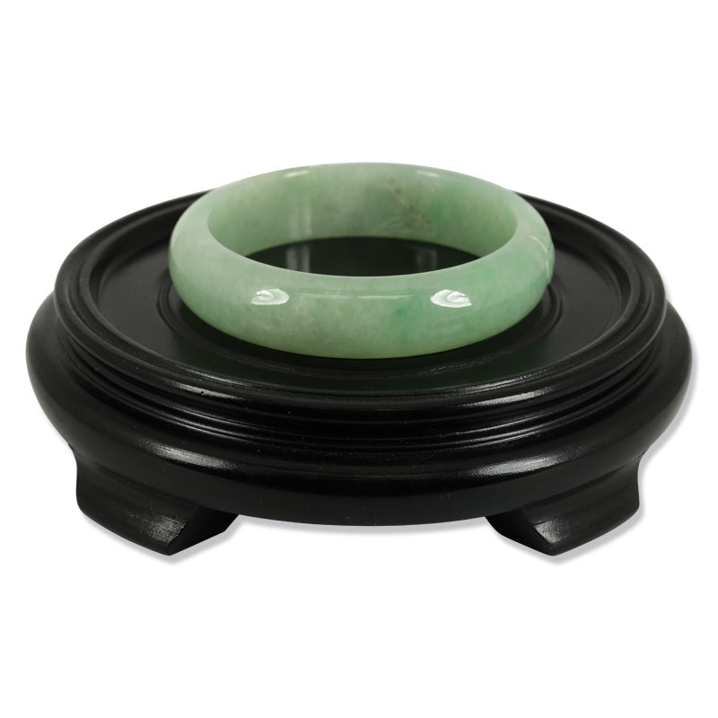 Green Carved Jadeite Jade Half Round Bangle 59.7mm |UPC #375376