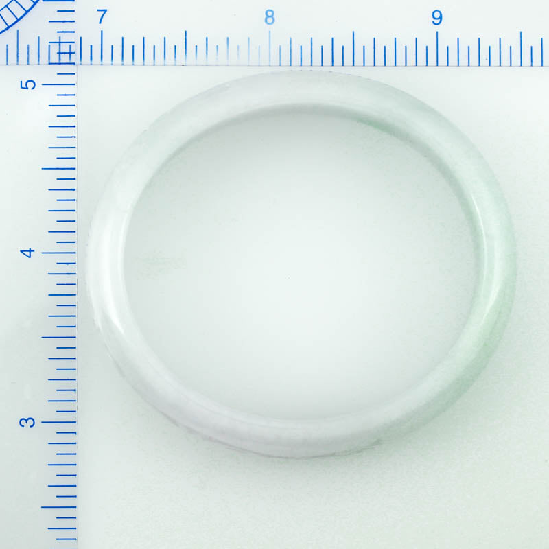 Small Oval-Shaped Lavender & Green Jadeite Jade Carved Half Round Bangle 52.5 X 46.7MM UPC #379039