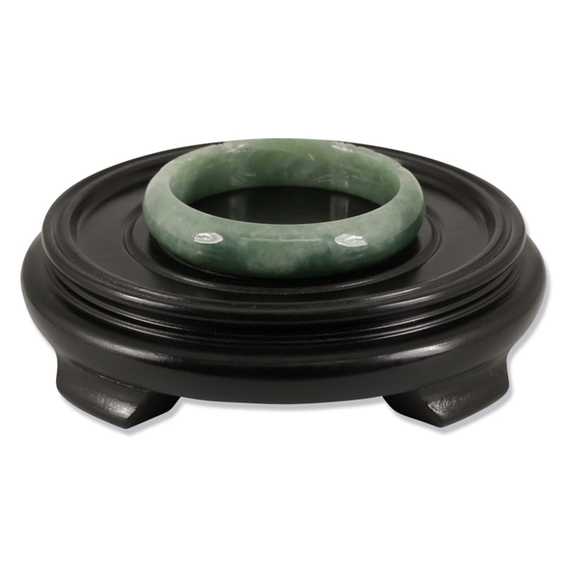 Green Jadeite Jade Half Round Carved Bangle 57.6mm |UPC #380219