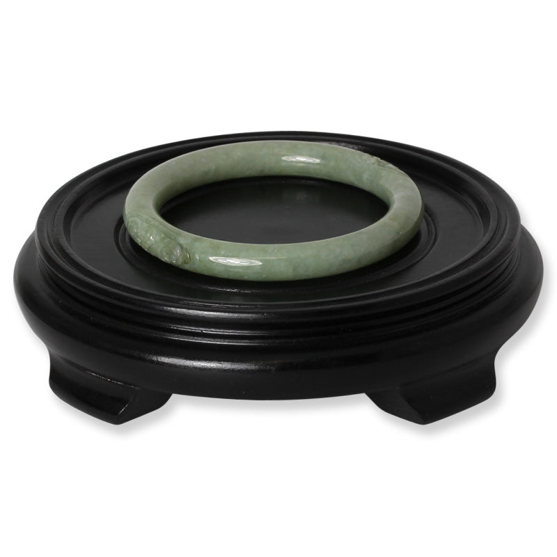 Green Jadeite Jade Carved Cylindrical Bangle | Size 58.2MM | UPC #393837