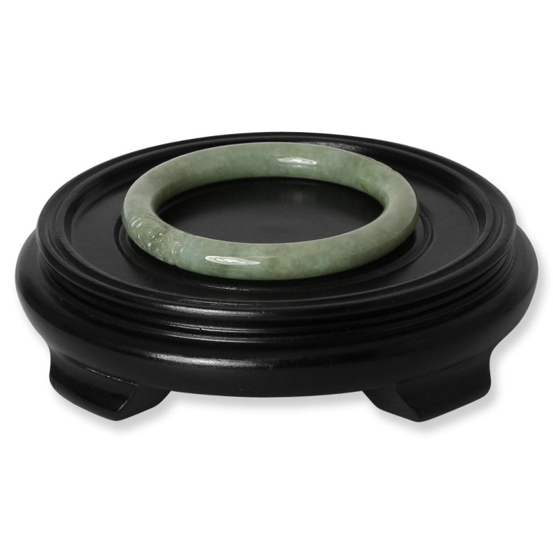 Green Jadeite Jade Carved Cylindrical Bangle | Size 58.2MM | UPC #393837