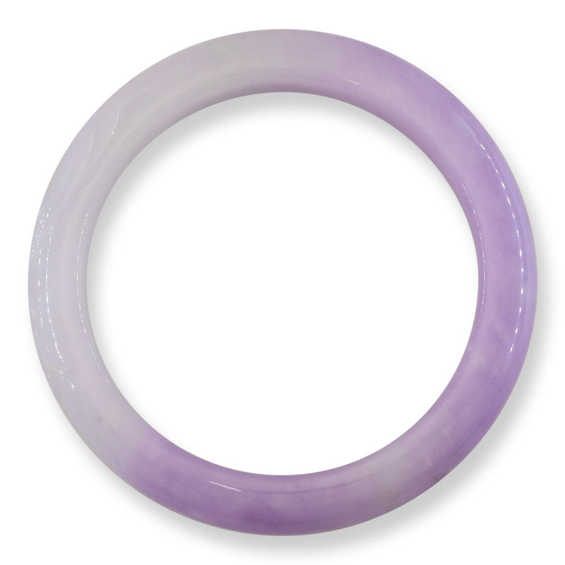 Fine Lavender Jadeite Jade Carved Half Round Bangle 59mm| UPC #397583