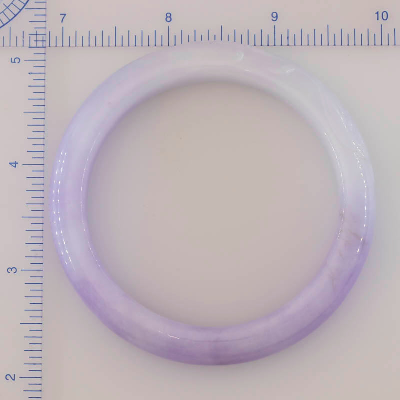 Fine Lavender Jadeite Jade Carved Half Round Bangle 59mm| UPC #397583