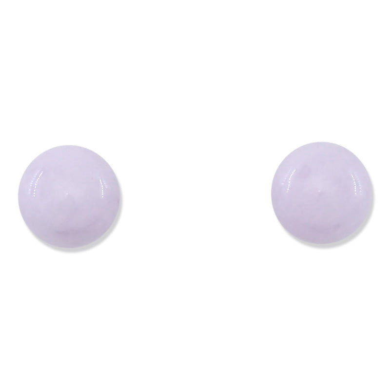 14K YELLOW GOLD LAVENDER JADEITE JADE 8MM BALL STUD EARRING UPC #291102