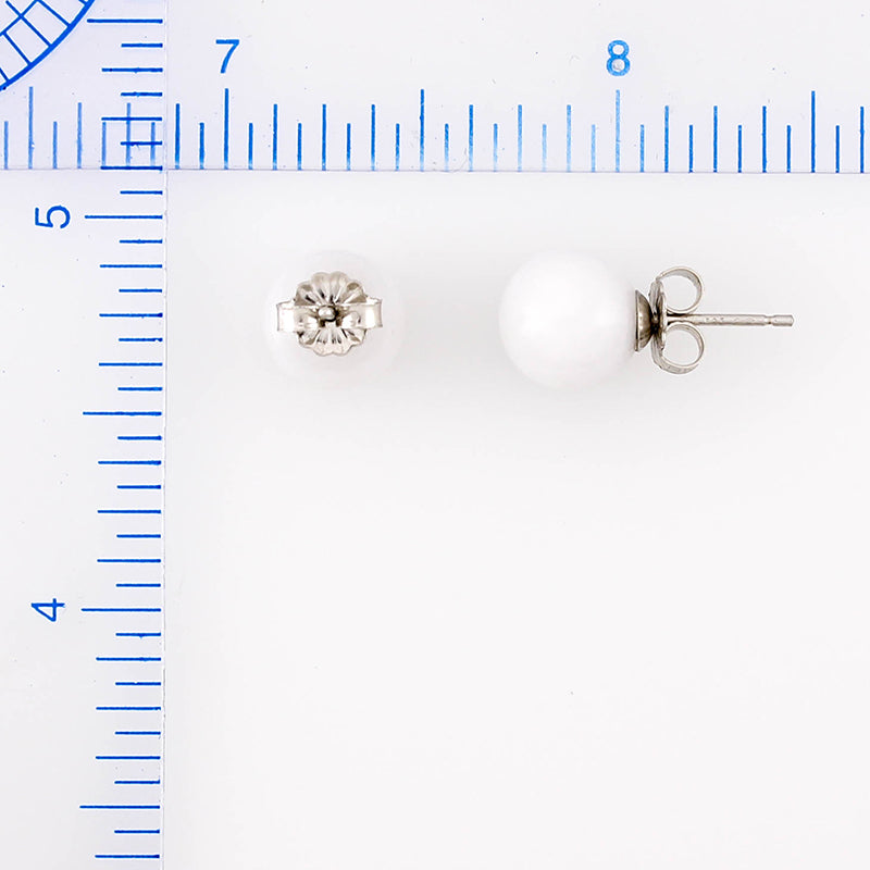 14k white gold white jadeite jade 9mm ball stud earrings jewelry for women