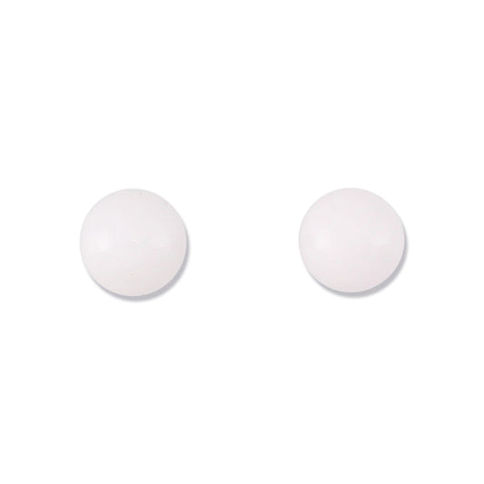 14K White Gold White Jadeite Jade 9MM Ball Stud Earrings | UPC #372375