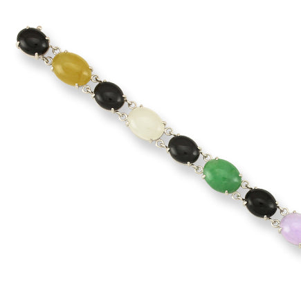 18K White Gold Rainbow Jade Bracelet | UPC #281691