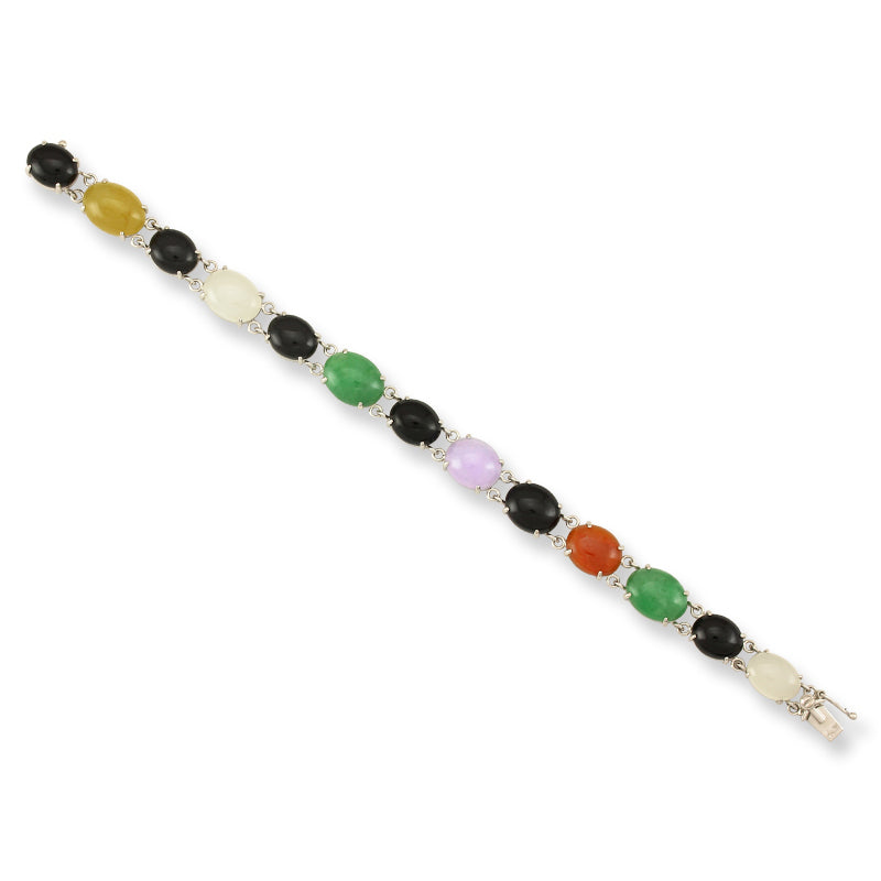 18K White Gold Rainbow Jade Bracelet | UPC #281691