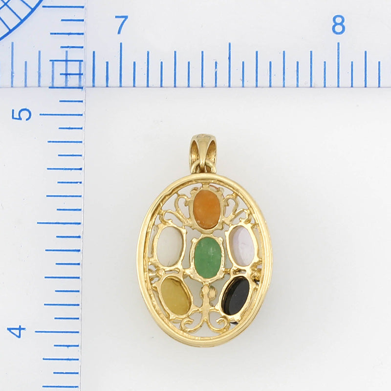 Rainbow Jadeite Jade 14K Yellow Gold Pendant | UPC #356863