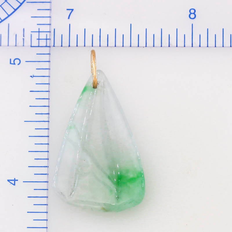 Green and White Jadeite Jade Carved 14K Yellow Gold Pendant | UPC #045408