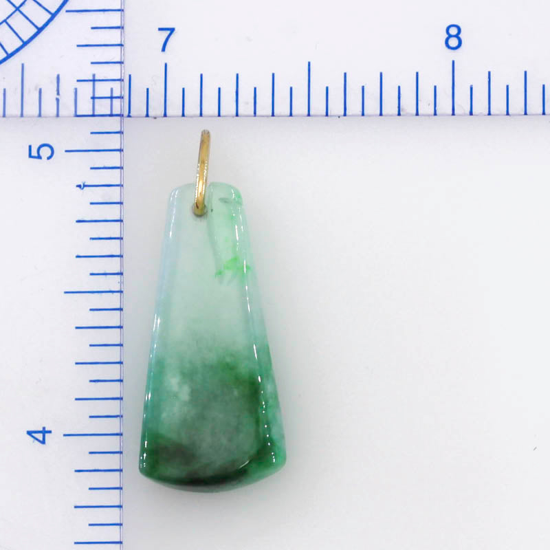 Green Jadeite Jade Carved Bamboo 14K Yellow Gold Pendant | UPC #396432