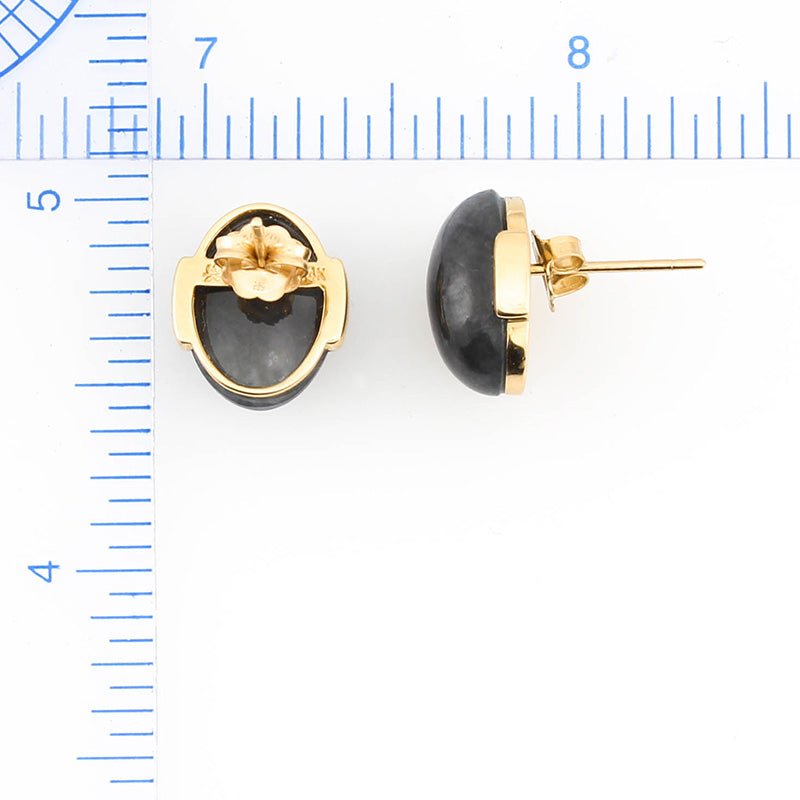 14K YELLOW GOLD GREY JADEITE JADE EARRING UPC #326293