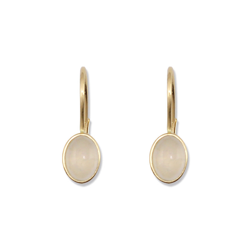 Ice Jadeite Jade 14k Yellow Gold Oval Drop Earring | UPC #373624