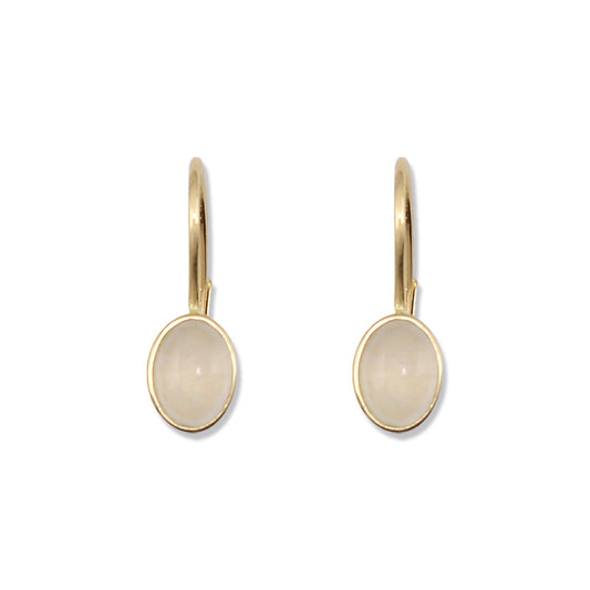 Ice Jadeite Jade 14k Yellow Gold Oval Drop Earring | UPC #373624