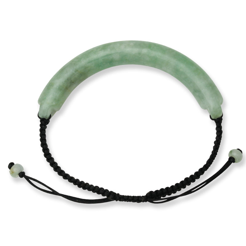 GREEN JADEITE JADE CYLINDRICAL ARC ADJUSTABLE BRACELET UPC #352483