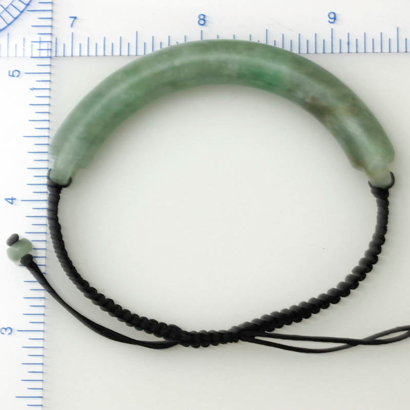GREEN JADEITE JADE CYLINDRICAL ARC ADJUSTABLE BRACELET UPC #352483