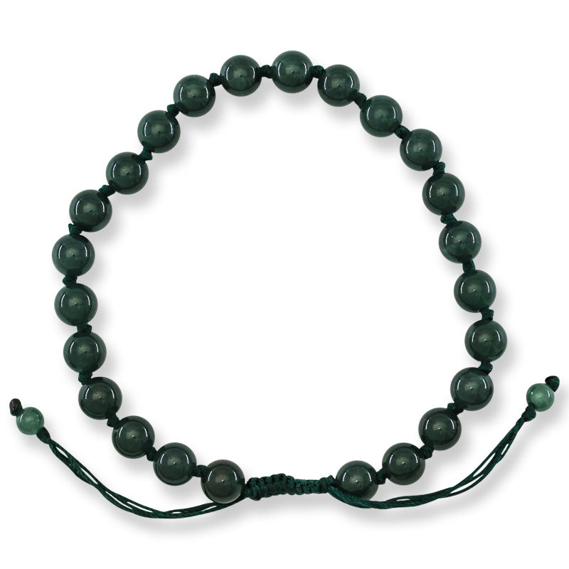 Adjustable Blue-Green Jadeite Jade Bead Bracelet | UPC #398122
