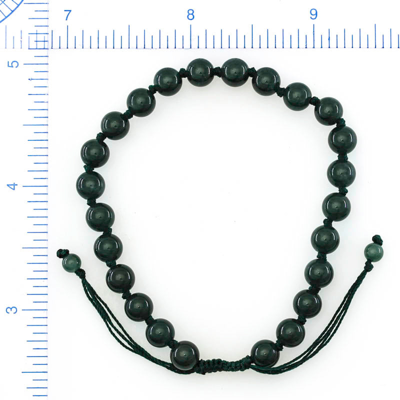 Adjustable Blue-Green Jadeite Jade Bead Bracelet | UPC #398122