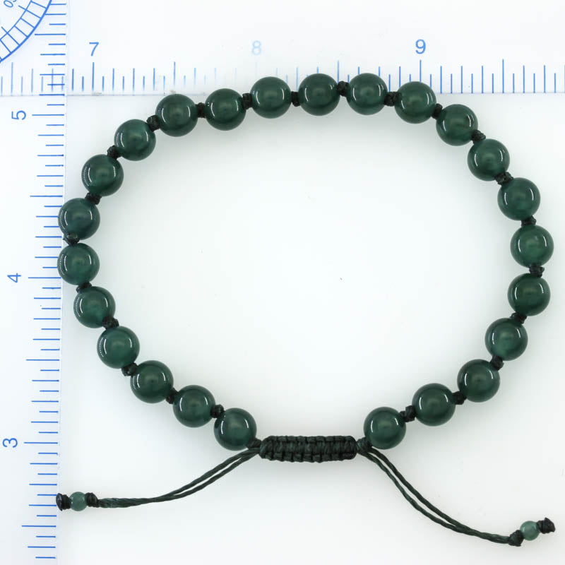 Adjustable Blue-Green Jadeite Jade Bead Bracelet | UPC #395374
