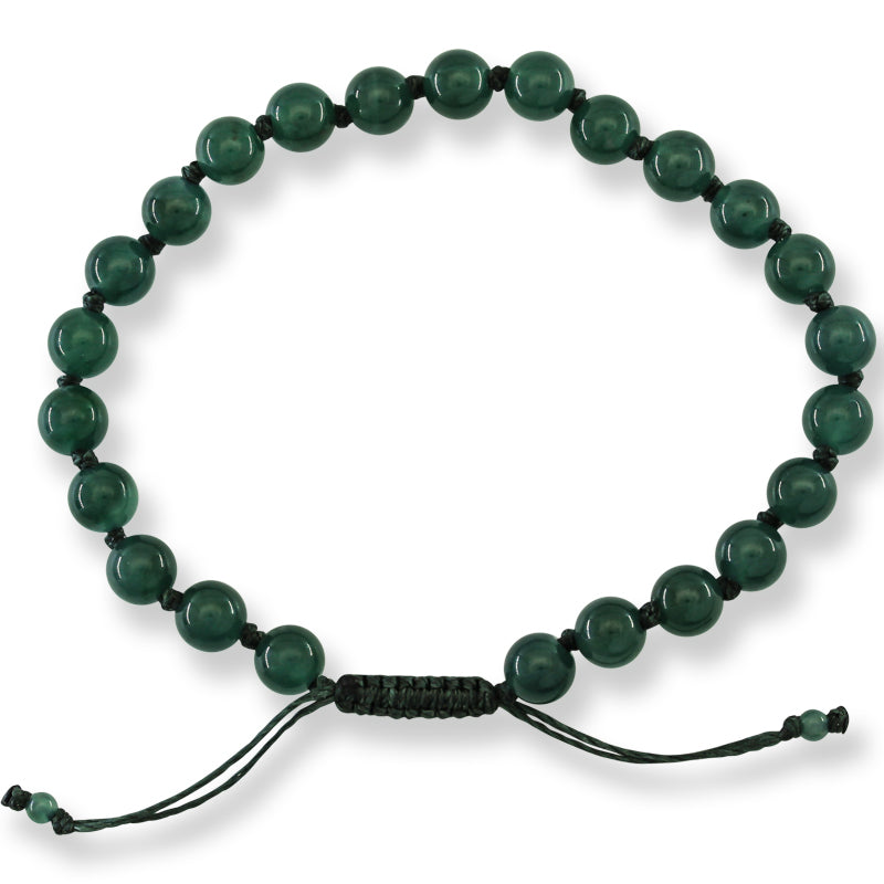 Adjustable Blue-Green Jadeite Jade Bead Bracelet | UPC #395374