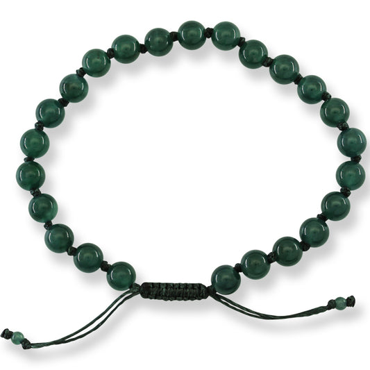 Adjustable Blue-Green Jadeite Jade Bead Bracelet | UPC #395374