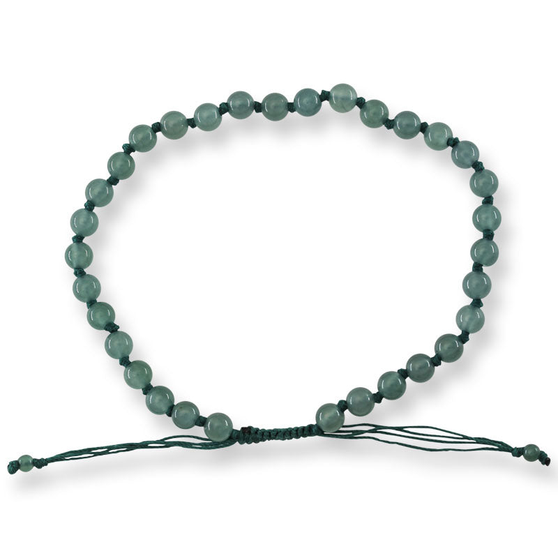 Adjustable Blue-Green Jadeite Jade Bead Bracelet | UPC #397026