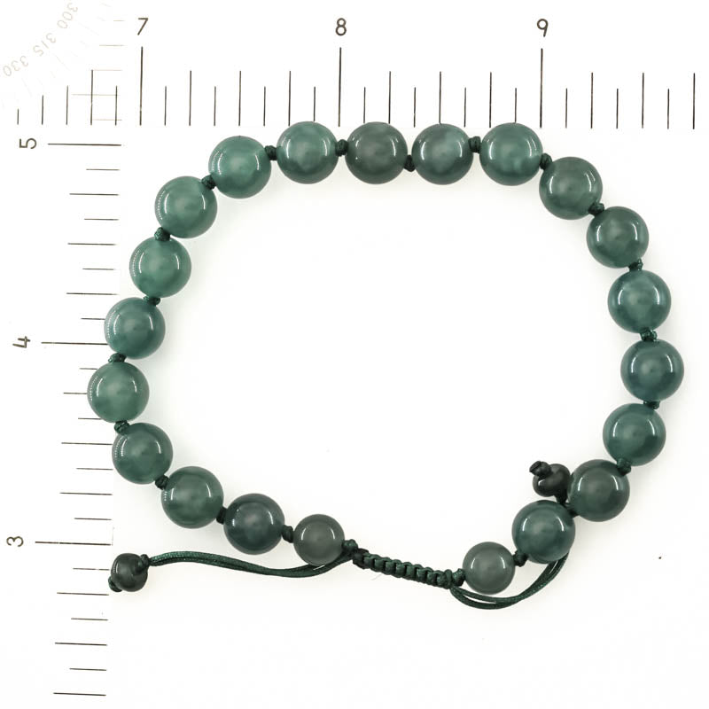 Blue Green Jadeite Jade Adjustable Bead Bracelet for Men and Women | UPS #407909