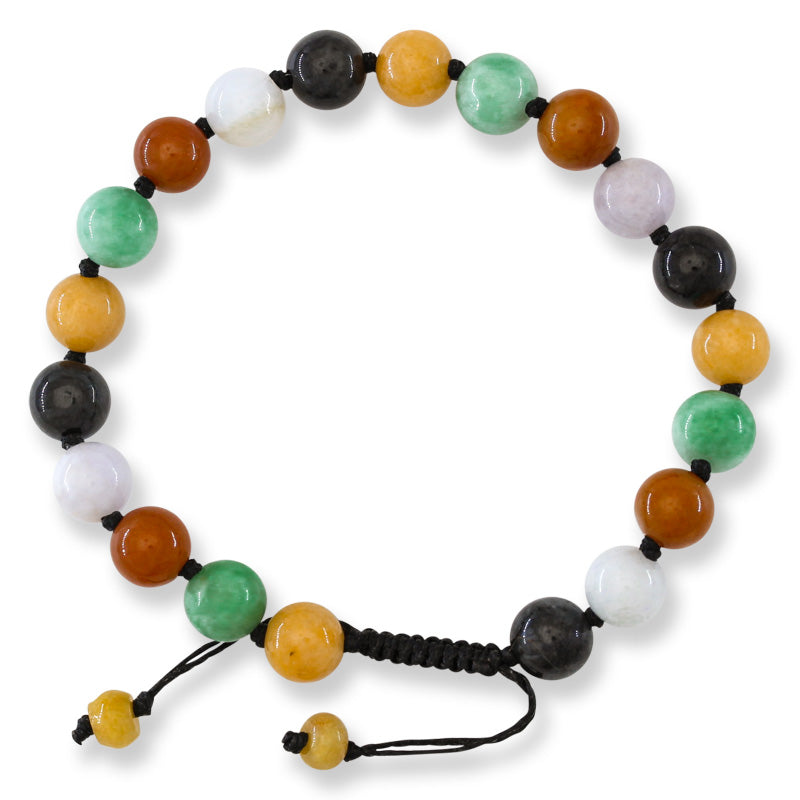 Adjustable Rainbow Jade Bracelet | Multicolor Jadeite Jade Bead Bracelet | UPC #399402