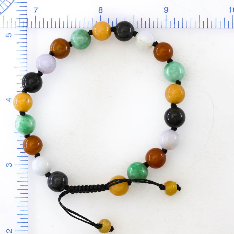 Adjustable Rainbow Jade Bracelet | Multicolor Jadeite Jade Bead Bracelet | UPC #399402