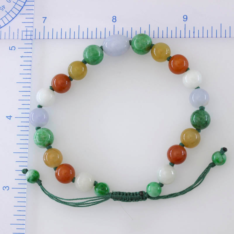 Adjustable Rainbow Jade Bracelet | Multicolor Jadeite Jade Bead Bracelet | UPC #399020