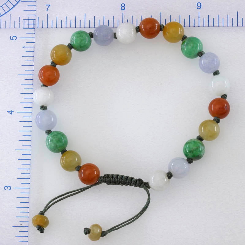 Adjustable Rainbow Jade Bracelet | Multicolor Jadeite Jade Bead Bracelet | UPC #399112