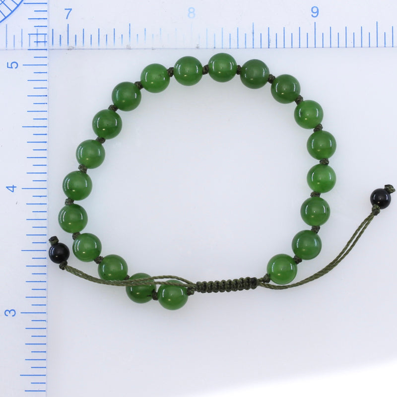 Adjustable Green Nephrite Jade Bead Bracelet | UPC #393684