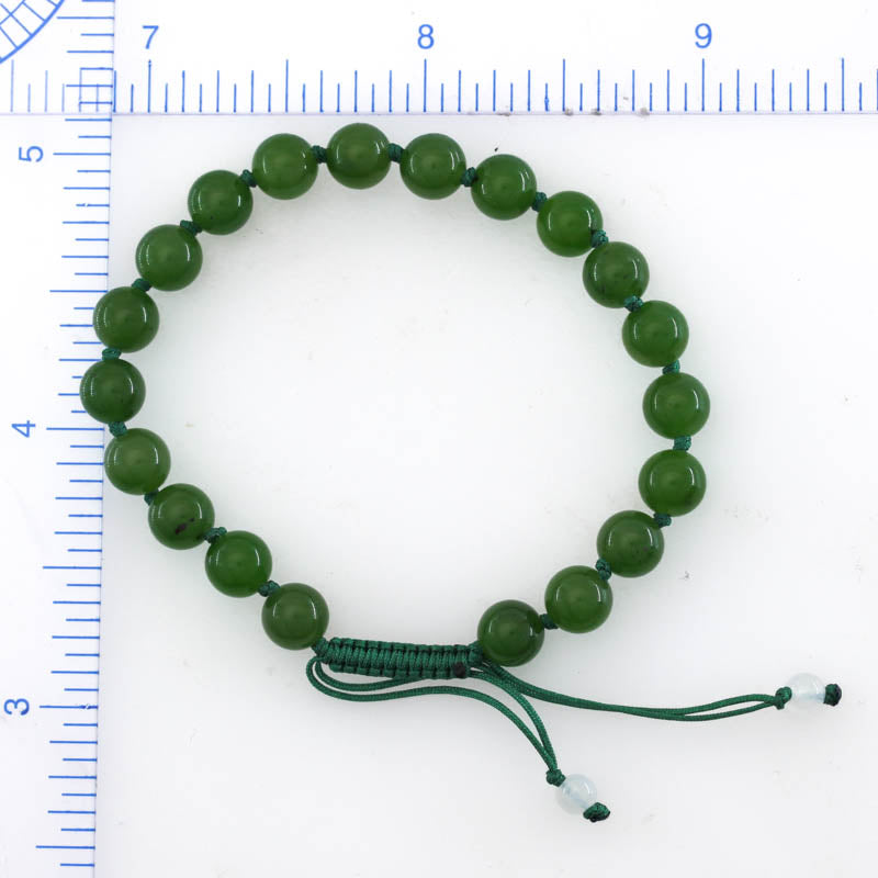 Adjustable Green Nephrite Jade Bead Bracelet | UPC #393684