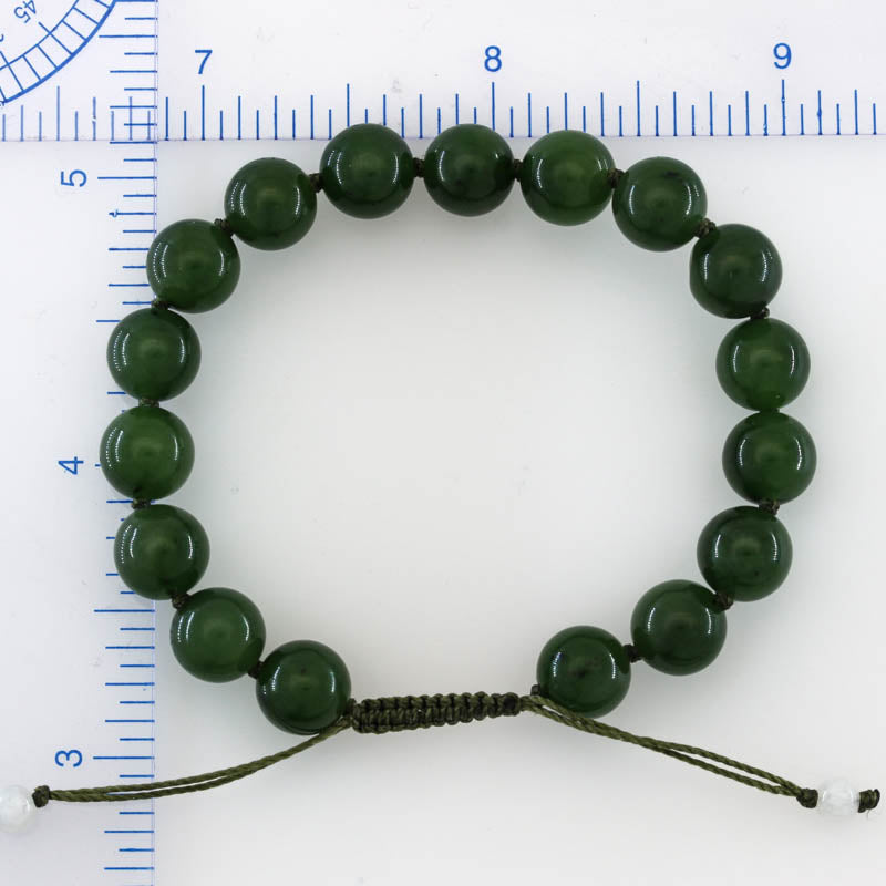 Adjustable Green Nephrite Jade Bead Bracelet jade jewelry