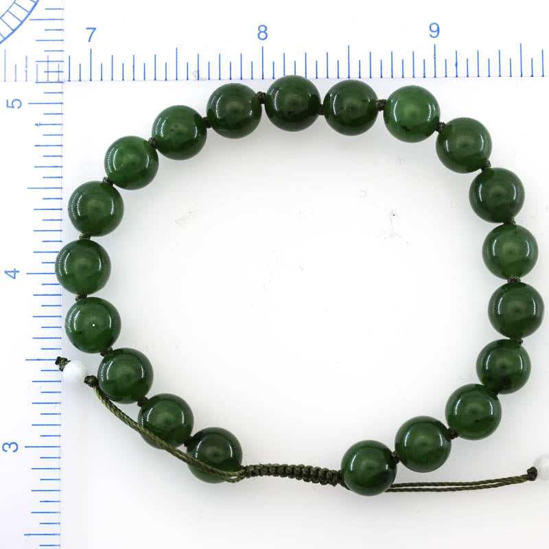 Adjustable Green Nephrite Jade Bead Bracelet jade jewelry