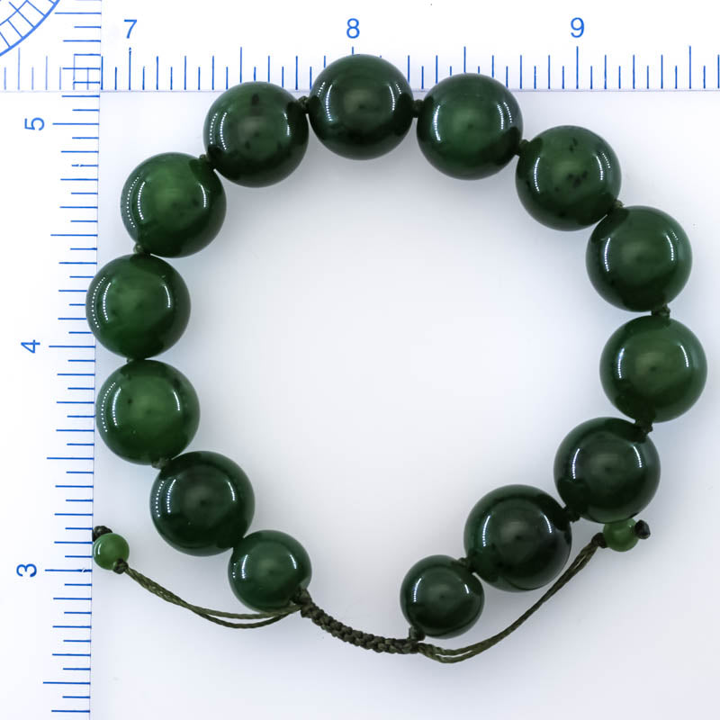 Green Nephrite Jade Adjustable Bead Bracelet | UPC #399013
