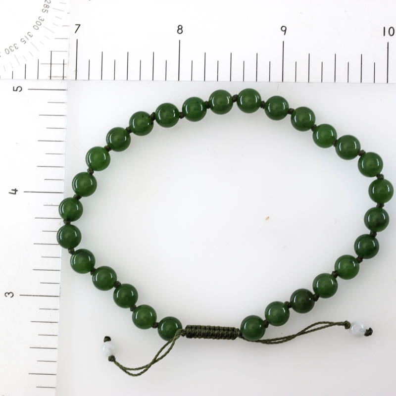 Green Nephrite Jade Adjustable Bead Bracelet | UPC #399372