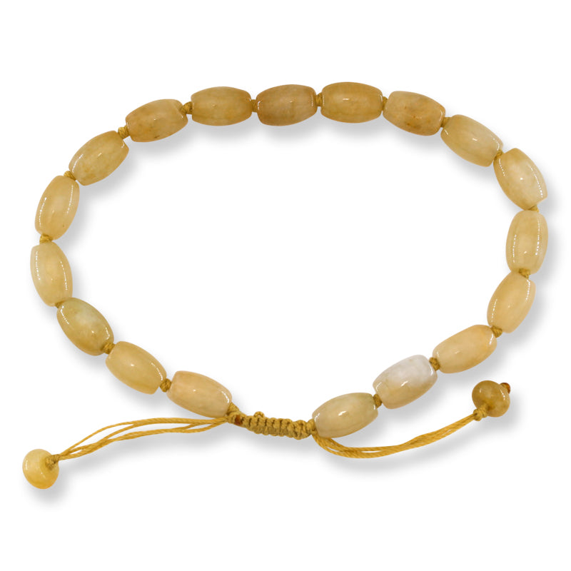 Adjustable Yellow Jadeite Jade Lotus Bead Bracelet | UPC #399396