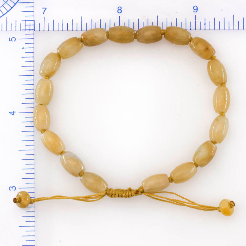 Adjustable Yellow Jadeite Jade Lotus Bead Bracelet | UPC #399396