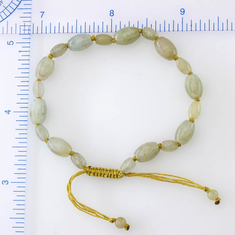 Adjustable Yellow Jadeite Jade Lotus Bead Bracelet | UPC #399129