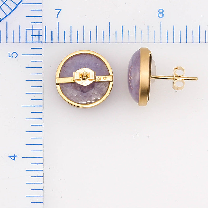 18K YELLOW GOLD LAVENDER JADEITE JADE STUD EARRING UPC #373846