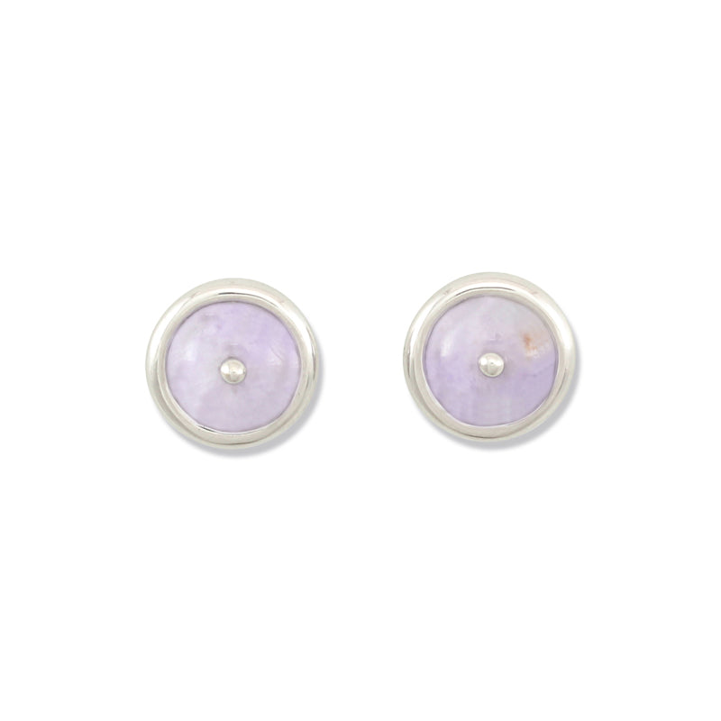 Light Purple Jade Earrings | 14K White Gold Lavender Jadeite Jade Stud Earrings | UPC #339347