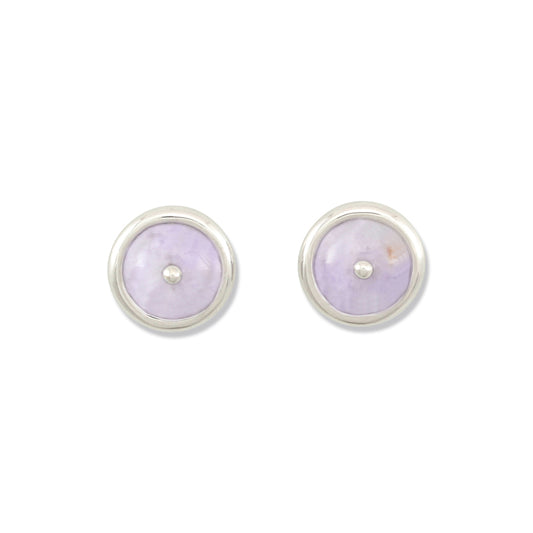 Light Purple Jade Earrings | 14K White Gold Lavender Jadeite Jade Stud Earrings | UPC #339347