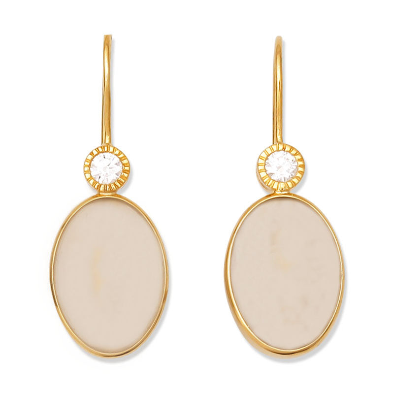 18K YELLOW GOLD ICE JADEITE JADE & DIAMOND OVAL DROP EARRING UPC #396258