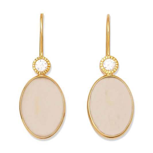 18K YELLOW GOLD ICE JADEITE JADE & DIAMOND OVAL DROP EARRING UPC #396258