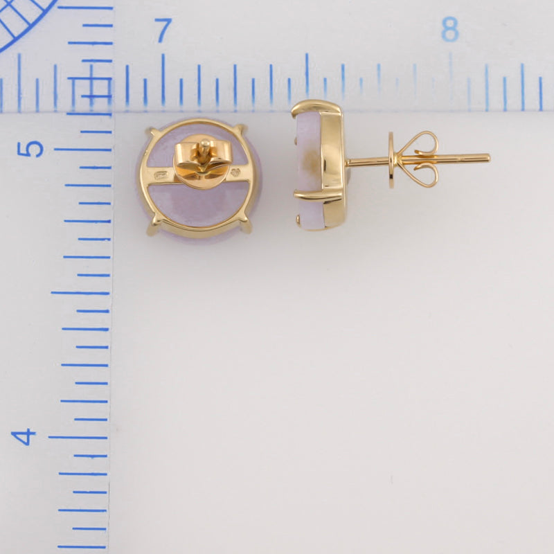 14K YELLOW GOLD LAVENDER JADEITE JADE STUD EARRING UPC #387409