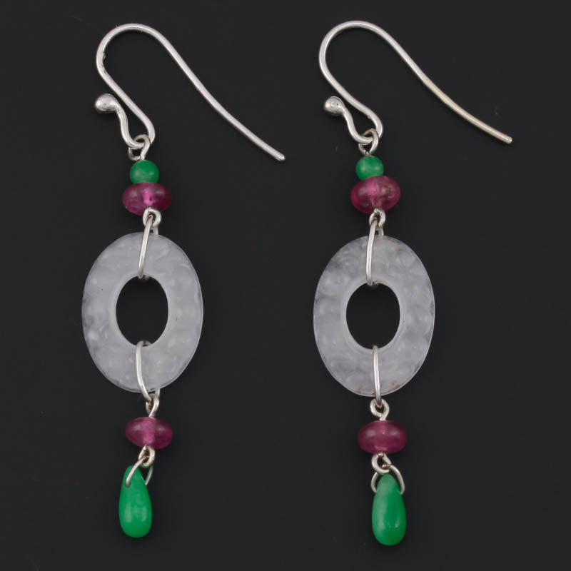 14K White Gold Icy White Jadeite Jade Drop Earrings | UPC #378636